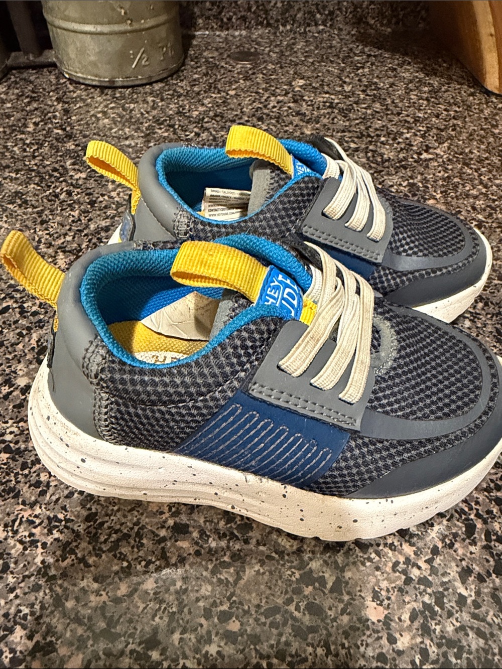Hey Dude Kids Grey, Blue & Yellow Sneakers